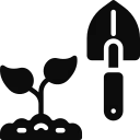 Icon Pflanzensetzling und kleine Schaufel
