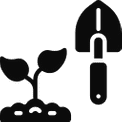 Icon Pflanzensetzling und kleine Schaufel